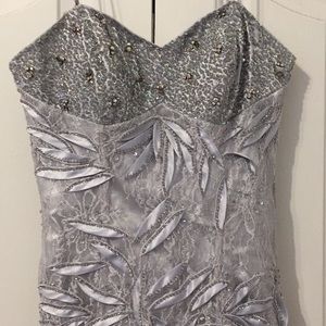 Silver place dress with silver appliqué